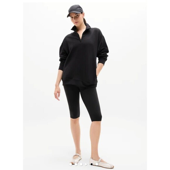 NWT ATHLETA EASY FOREVER FLEECE 1/4 ZIP SWEATSHIRT - Black- L - MSRP $99 - Picture 3 of 8
